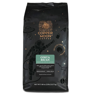 Copper Moon Whole Bean Coffee, Medium Roast, Costa Rican Blend, 5 Lb