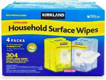 Kirkland Signature Household Surface Wipes Extra Large - Case Of 4 Pack, 304 Wet Wipes