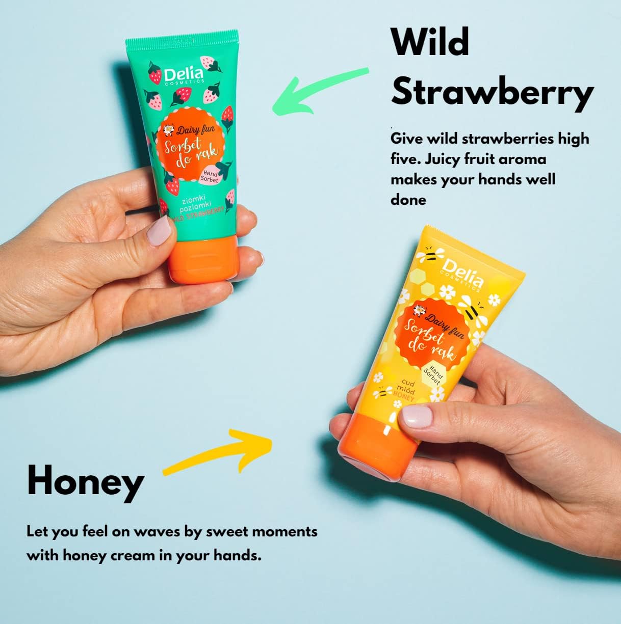 Delia Cosmetics - Dairy Fun - Sorbet for Hands - Honey - Moisturizes, Nourishes, Firms, Regenerates - Intense Fragrance - Smooth Skin - Natural Extracts β Hand Cream - 50g : Amazon.co.uk: Beauty