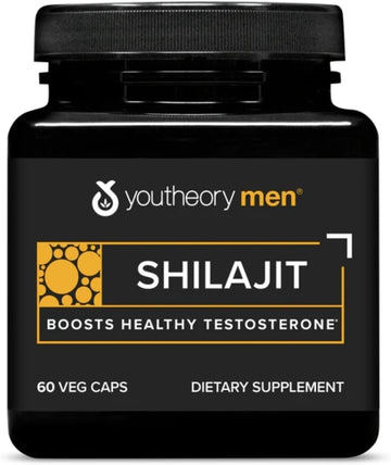 Youtheory Mens Shilajit Advanced, Black, Pure Himalayan superfood, 60 Capsules