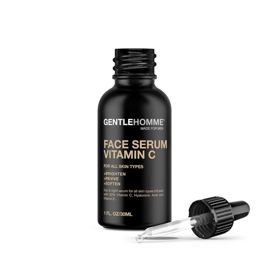 Vitamin C Face Serum - Men’S Facial Serum - With 20% Vitamin C, Hyaluronic Acid & Vitamin E - Helps Brighten, Revive & Soften Skin - Day & Night Serum - All Skin Types - Vegan - 1Oz