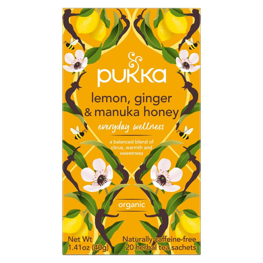 Pukka Herbs Organic Lemon, Ginger & Manuka Honey Herbal Tea, Immune Boosting Organic Tea Infusion Selection, With Turmeric, Ideal For Daily Support, 80 Total Tea Bags (20Ct - Pack Of 4)