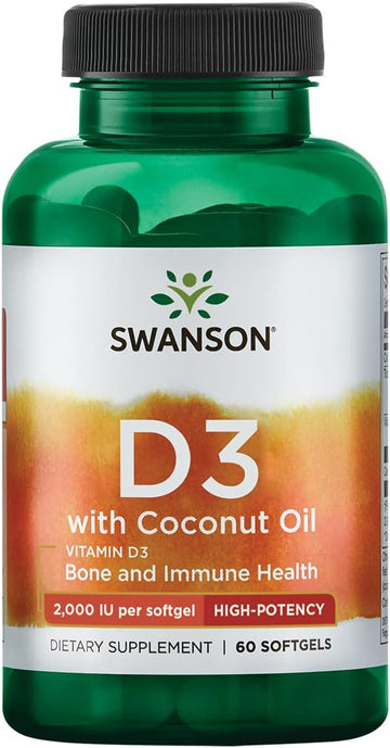 Swanson Vitamin D-3 With Coconut Oil 60 Sgels
