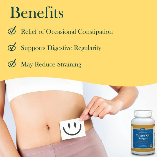 Baar Castor Oil Softgels Natural Laxative With Fennel Oil