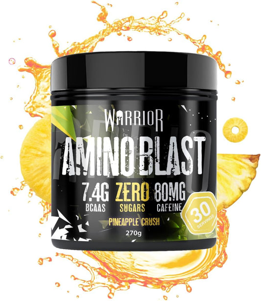 Warrior Amino Blast 270G β Bcaa Powder β Branched Chain Amino Acids Supplement, Intra Workout & Recovery, Energy Drink β 30 Servings (Pineapple Crush)