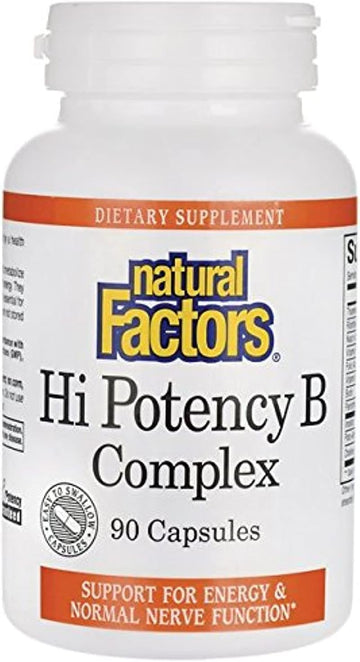 Natural Factors - Hi Potency B Complex, Support For Energy & Normal Nerve Function, 90 Capsules