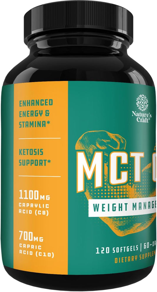 C8 Mct Coconut Oil Softgels - Mct Oil Keto Pills With Caprylic Acid Coconut Oil For Body Sculpting Sustainable Energy Support And Brain Health - Potent Non Gmo Gluten Free Keto Mct Oil Softgels