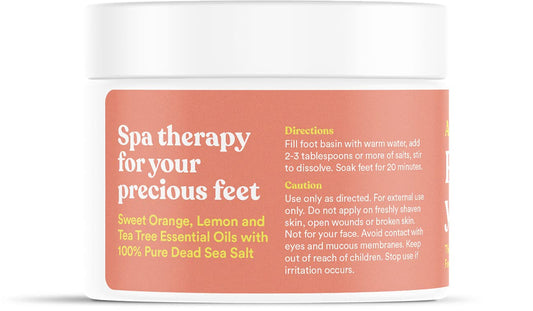 ASUTRA Therapeutic Foot Soak + Pedicure Pumice Stone (Dead Sea Salt w/Tea Tree & Citrus Oils), 16 oz