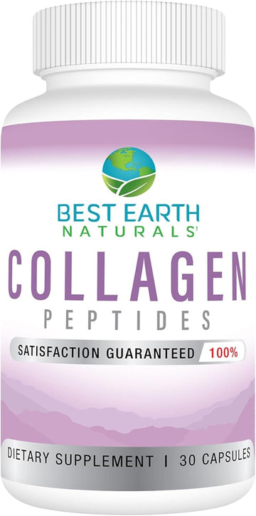 Best Earth Naturals Hydrolyzed Collagen Type I & Iii - Collagen Peptides Supplement For Women And Men To Support Hair, Skin, Nails, & Joints 30 Day Supply (30 Capsules)