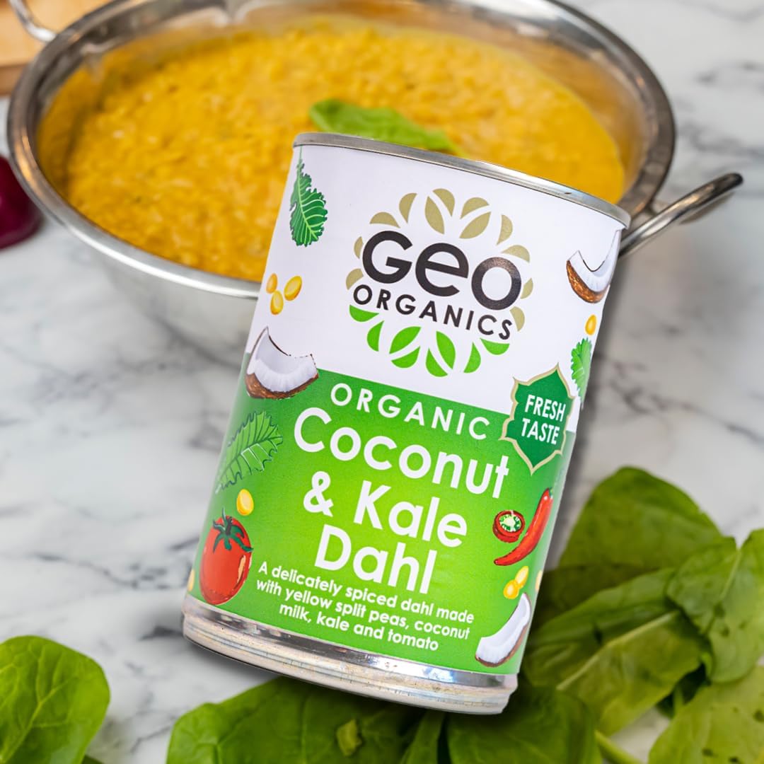 Geo Organics Coconut & Kale Dahl 400g (Pack of 1) | Authentic Indian Side Dish | Low Sugar & Salt | Certified Organic | Vegan Meals & Gluten-Free Food | Mild Spice Level : Amazon.co.uk: Grocery