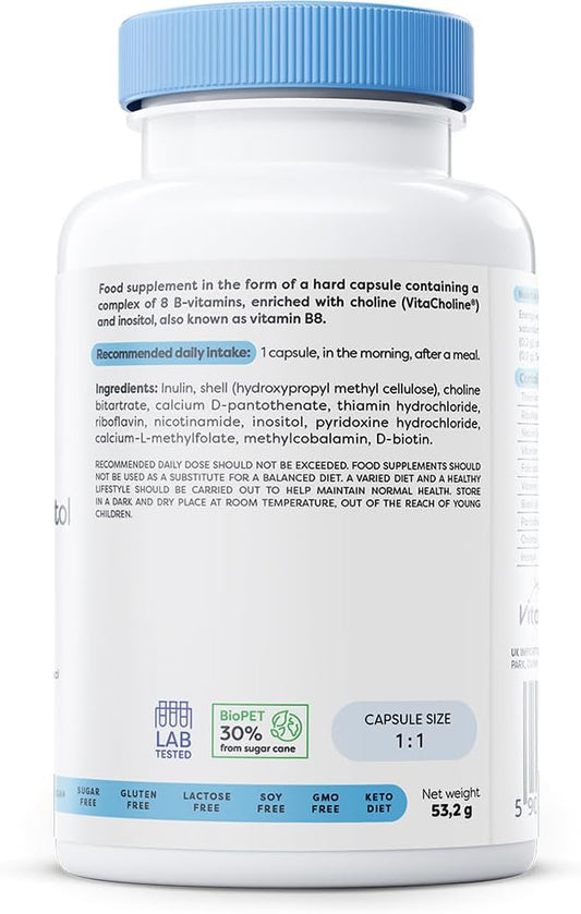 Osavi BâComplex With Choline & Inositol â 120 Vegan Capsules | Complete BâVitamin Support For Energy, Nervous System & Mental Performance | With VitacholineÂź | Clean Label | VeganâFriendly