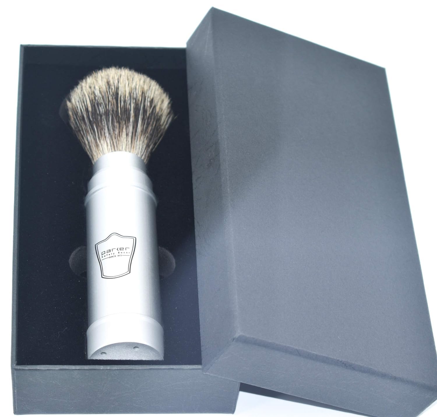 Parker Full Size Travel Shaving Brush With Pure Badger Bristles - Ingenious Design Stores The Brush Head In The Handle Making The Brush Compact For Travel : Beauty & Personal Care