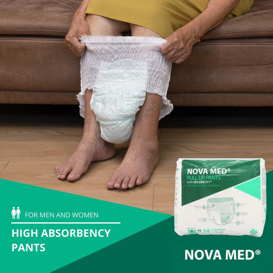 Nova Med Adult Incontinence Pants Women & Men, Pull Up Pants, Adult Pull Up Nappies - 14 Pants Per Pack (X-Large) - 2150Ml Absorbency (1 Pack Of 14) - A British Brand