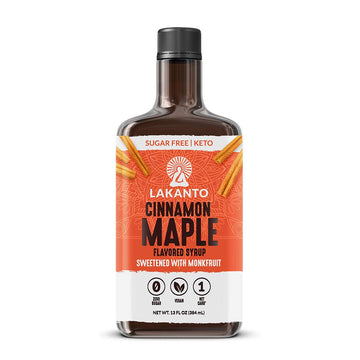 Lakanto Sugar Free Cinnamon Maple Syrup - Monk Fruit Sweetener, Keto Diet Friendly, Vegan, 1G Net Carbs, Pancakes, Waffles, Oatmeal, Coffee, Tea, Granola, Frosting, Marinade (13 Fl Oz - Pack Of 1)