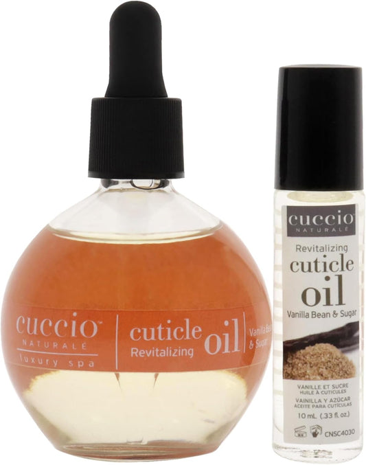 Cuccio Naturale Revitalizing Cuticle Oil Duo Pack - Vanilla Bean & Sugar - 73Ml (2.5Oz) & 10Ml Roll-On