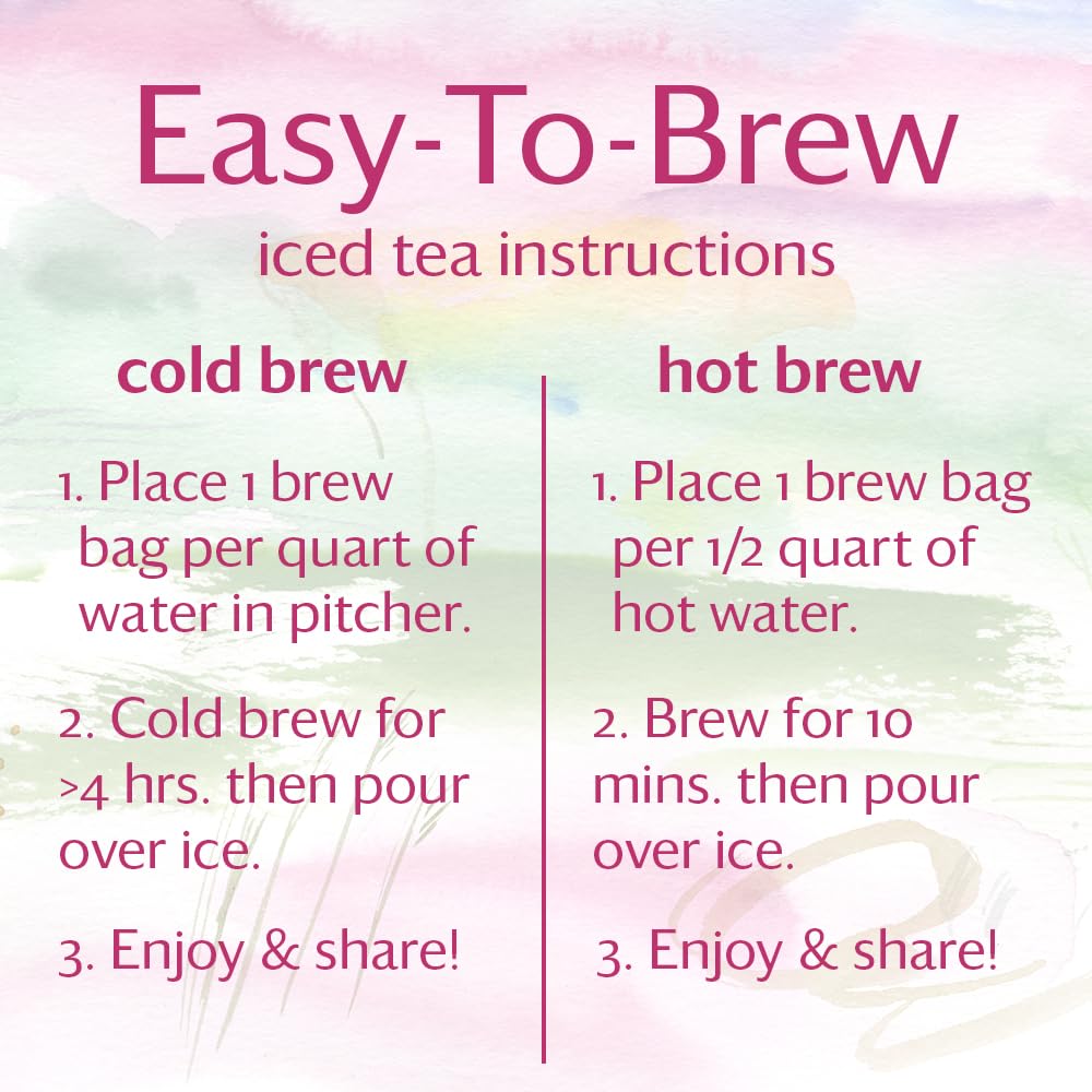 Grace Farms Hibiscus Orange Organic Iced Tea (Twelve 1Qt. Brew Bags, 3 Gallons) | Refreshing, Tart And Vibrant, Naturally Sweet Sugar-Free | Easy Cold Brew