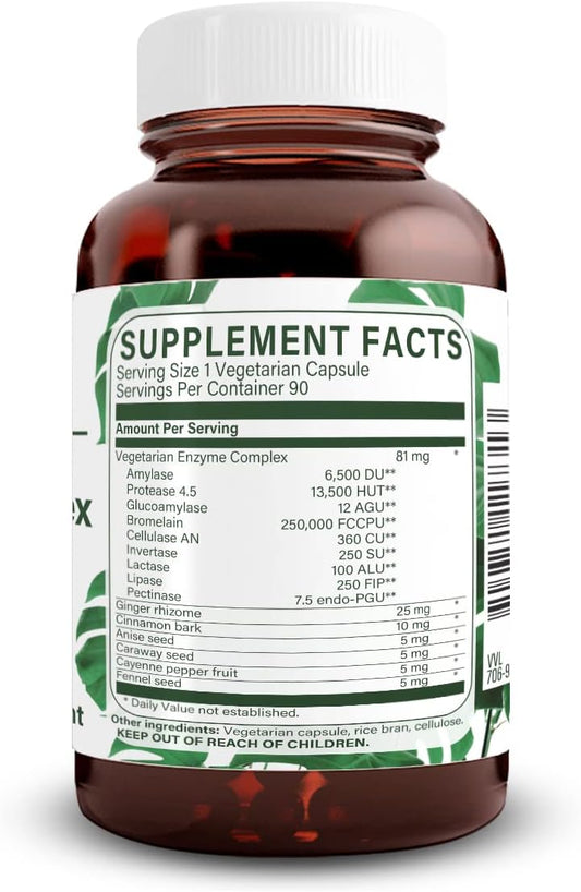 Natural Nutra Plant Based Digestive Enzyme Complex With Herbs, Better Digestion, And Improve Nutritional Absorption, 90 Vegan Capsules