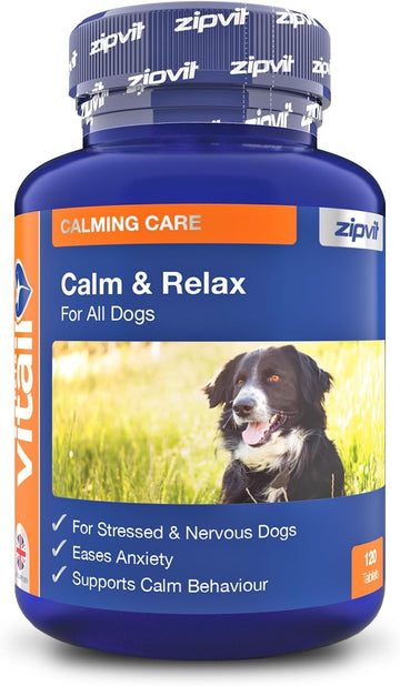 Zipvit Dog Calming Tablets, Natural Calming Support, Reduces Stress, Anxiety, Fear And Separation Anxiety, 120 Tablets, Liver Flavour
