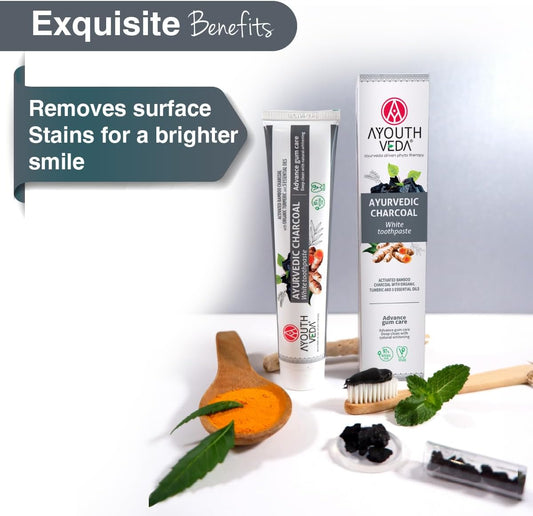 Ayouthveda Ayurvedic Whitening Toothpaste - 97% Natural Score For Advanced Gum Care & Stain Removal, Vegan, 100G