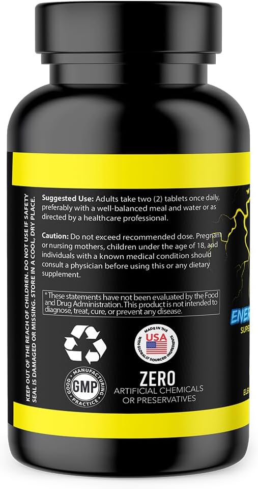 Angry Supplements Electro Lightning Energy Hydration Complex Electrolyte Tablets - Hydrate With Calcium, Magnesium, Sodium, Potassium & Caffeine Pills (240Ct, 120 Day Supply)
