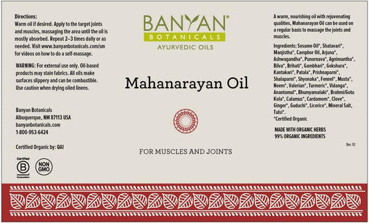Banyan Botanicals Mahanarayan Oil  99% Organic Ayurvedic Massage Oil