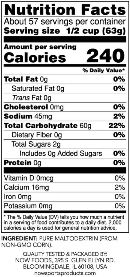 Now Sports Nutrition, Carbo Gain Powder (Maltodextrin), Rapid Absorption, Energy Production, 8-Pound