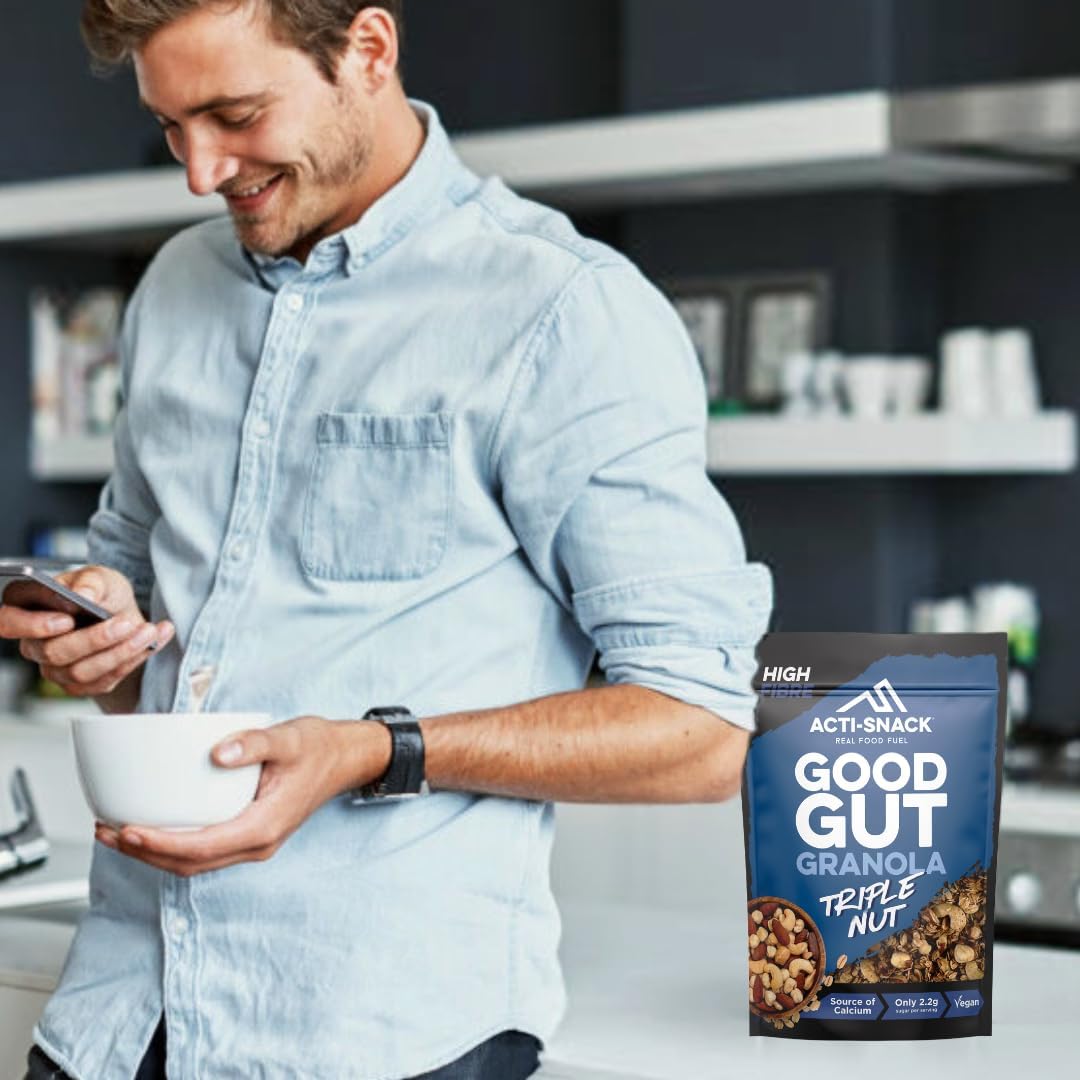 ACTI-SNACK Triple Nut Good Gut Granola - 5 X 380 grams packs - High Protein Cereals Breakfast - All Natural & High Calcium Low Sugar Granola : Amazon.co.uk: Grocery