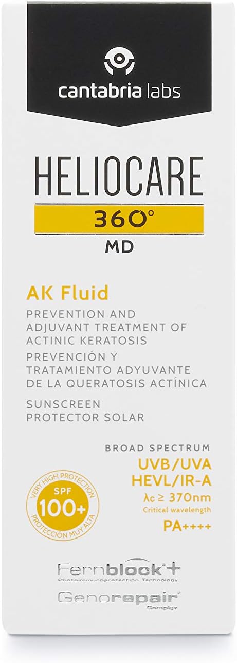 Heliocare 360° Ak Fluid, Sunscreen, Spf100 Full Spectrum Protection, Made For Sensitive Skin Including Actinic Keratosis, 50Ml