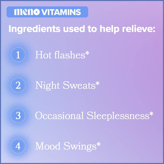 Meno Vitamins For Menopause, 30 Servings (Pack Of 2) - Hormone-Free Menopause Supplements For Women With Black Cohosh & Ashwagandha Ksm-66 - Helps Alleviate Hot Flashes, Night Sweats, & Mood Swings