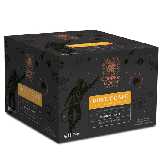 Copper Moon Coffee Single Serve Pods for Keurig 2.0 K-Cup Brewers, Donut Café Blend, Medium Roast Coffee Smooth and Light Bodied A Classic American Blend, 40 Count