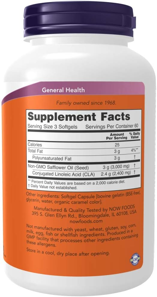 Now Supplements, Cla (Conjugated Linoleic Acid) 800 Mg, Nutritional Oil, 180 Softgels