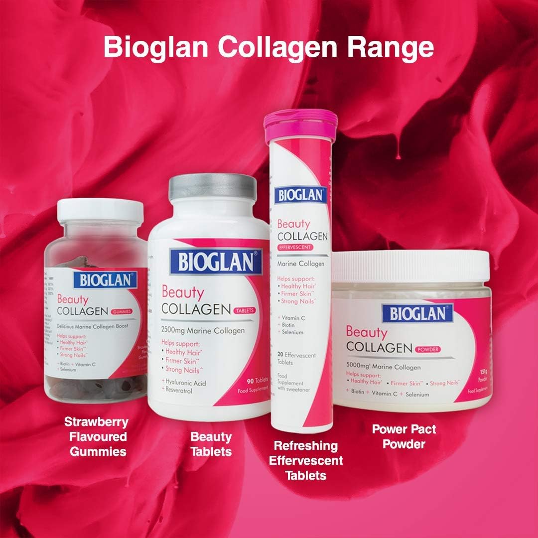 Bioglan Collagen Tablets | 2500mg | Hydrolysed Marine Collagen |Hyaluronic Acid | Resveratrol | Biotin | Selenium & Vitamin C | 90 Tablets : Amazon.co.uk: Health & Personal Care