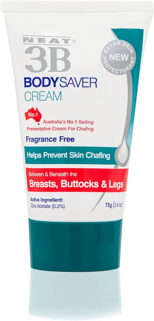 Neat 3B Body Saver Anti-Chafe And Sweat Rash Cream. Under Arm, Breast, Buttocks, Thighs And Groins 2.6 Fl Oz