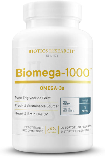 Biotics Research Biomega-1000™ Omega 3 Fish Oil With Epa/Dha - High Potency Omega-3 Fatty Acids 1000 Mg- Highly Concentrated Fish Oil For Women & Men –Supports Immune, Brain & Heart Health–90 Softgels