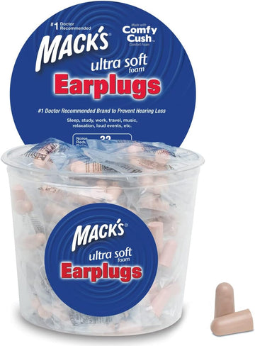 Mack'S Ultra Soft Foam Earplugs, 100 Pair - 33Db Highest Nrr, Comfortable Ear Plugs For Sleeping, Snoring, Travel, Concerts, Studying And Loud Noise | Made In Usa