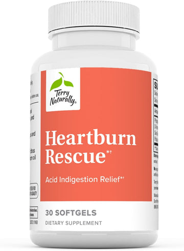 Terry Naturally Heartburn Rescue - 30 Softgels - Soothe Occasional Heartburn, Acid Indigestion & Upset Stomach - Non-Gmo, Gluten Free - 30 Servings