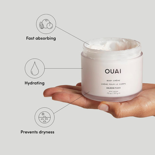 Ouai Body Creme, St. Barts Travel Size - Hydrating Whipped Body Cream With Cupuaçu Butter, Coconut Oil & Squalane - Softens Skin & Delivers Radiant Glow - Sulfate-Free Skin Care (3.4 Oz)