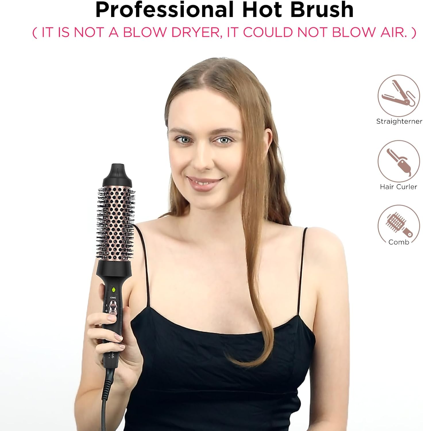 Aima Beauty Hair Curling Iron, 1.5"40Mm Hot Round Brush, Create Smooth & Shiny Loose Curls, Fast Heating Thermal Brush, Dual Voltage, 60Mins Auto Shut Off, Black : Beauty & Personal Care