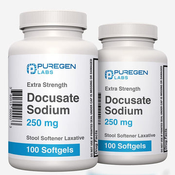 P Puregen Labs Docusate Sodium 250Mg Stool Softener Laxative 200 Softgels Total Gentle Constipation Relief Extra Strength Stimulant Free 2 Pack