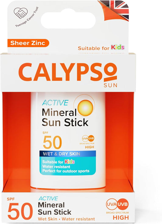 Calypso Mineral Sun Stick, Spf50 Sun Protection With Zinc Oxide For Wet And Dry Skin, Hypoallergenic, Paba Free, 15G