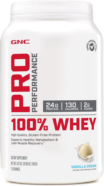 Gnc Pro Performance 100% Whey Protein Supplement, 25G Protein, Supports Muscle Strength And Recovery, Unflavored, 25 Servings