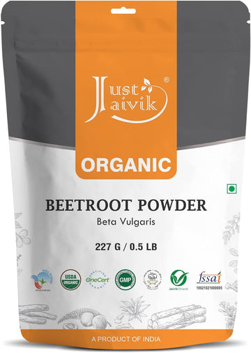 Just Jaivik Organic Beetroot Powder 227G | 0.5 Lb | 08Oz - Natural Nitric Oxide Booster Dietary Supplement