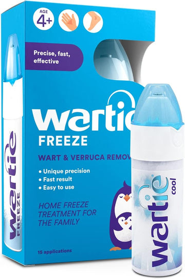 Wartie Freeze Wart And Verruca Remover, Safe For Adults And Children Aged 4+, Fast Acting Wart And Verruca Treatment For Hands And Feet, Contains 15 Applications, White, 50 Ml (Pack Of 1)