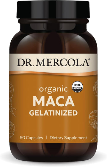 Dr. Mercola Organic Maca Gelatinized Dietary Supplement, 30 Servings (60 Capsules), Non Gmo, Gluten Free, Soy Free, Usda Organic