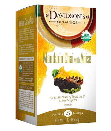 Davidson'S Organics, Mandarin Chai W/Anise, 25-Count Tea Bags, Pack Of 6