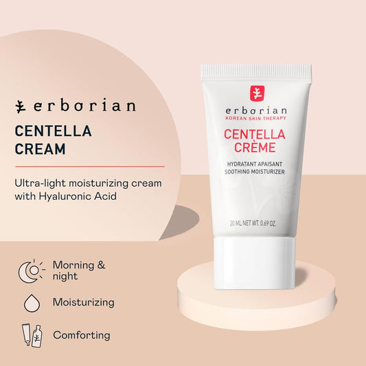 Erborian Face Moisturizer Cream Centella Cream - Ultra Light-Weight Facial Moisturizing Cream With Shea Butter, Hyaluronic Acid, Glycerin & Beta Glucan - Soothes & Hydrates Skin - All Skin Types