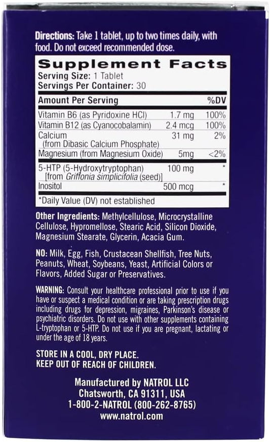 Natrol Daily Stress Relief 100 Mg, Dietary Supplement, Mood + Stress, 30 Tablets, 30 Day Supply