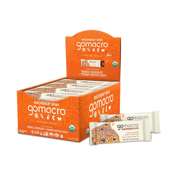 Gomacro Macrobar Mini Organic Vegan Snack Bars β Double Chocolate + Peanut Butter Chips (0.9 Ounce Bars, 24 Count)