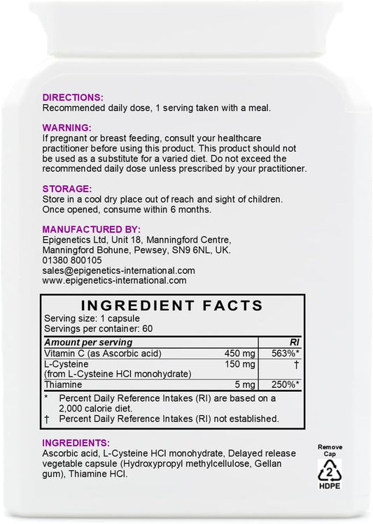 AllClear | Powerful Antioxidant & Detox Formula | Vitamin C, L-Cysteine & Thiamine | 60 Vegan Friendly Capsules UK Made | 1 Capsule Daily (2 Month Supply) : Amazon.co.uk: Health & Personal Care