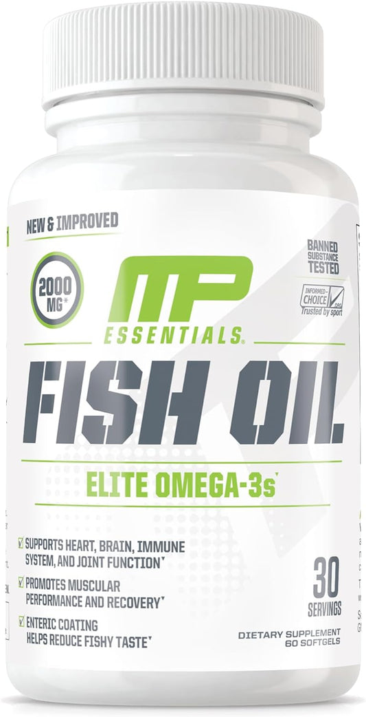 MusclePharm Essentials Fish Oil, Elite Omega 3 Supplement, Supports Jo
